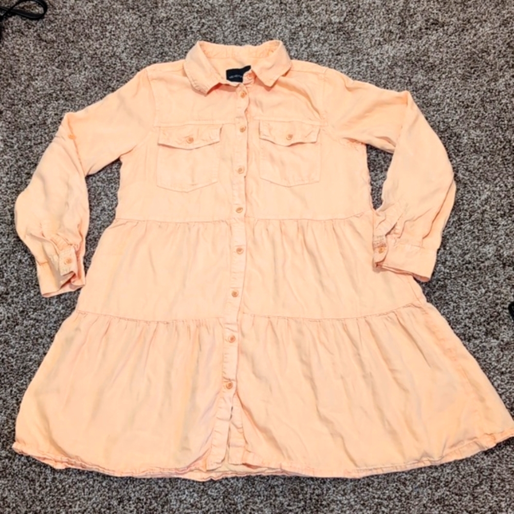 Velvet Heart Bree Roll Tab Tiered Flowy Babydoll Dress 100% Tencil Peach Small - Picture 8 of 15